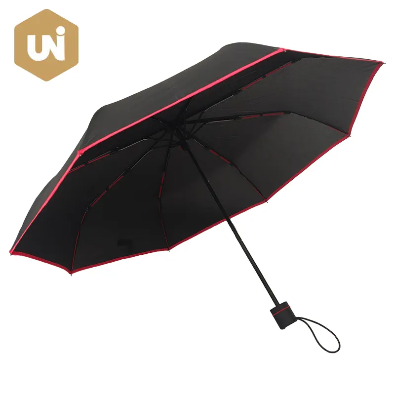 Parapluie ouvert manuel à bande réfléchissante rouge