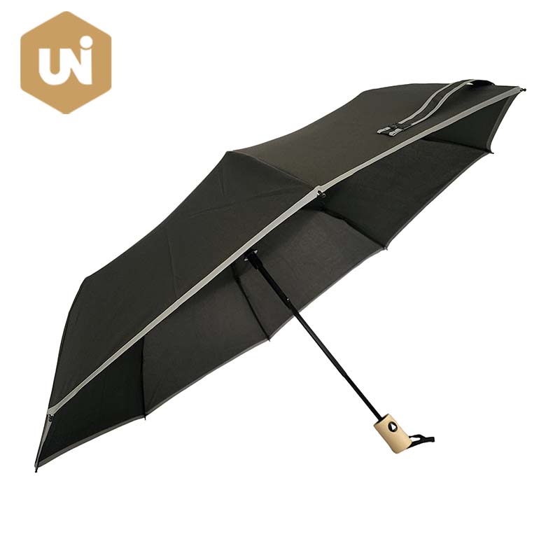 Parapluie automatique pliant en bois à trois